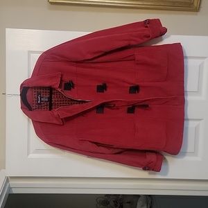 A woman's red corduroy coat size lg